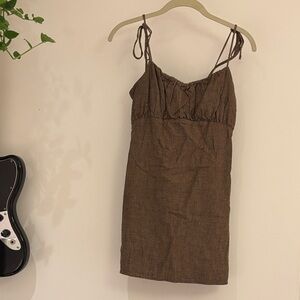 Urban Renewal Brown Mini Dress with Spaghetti Straps